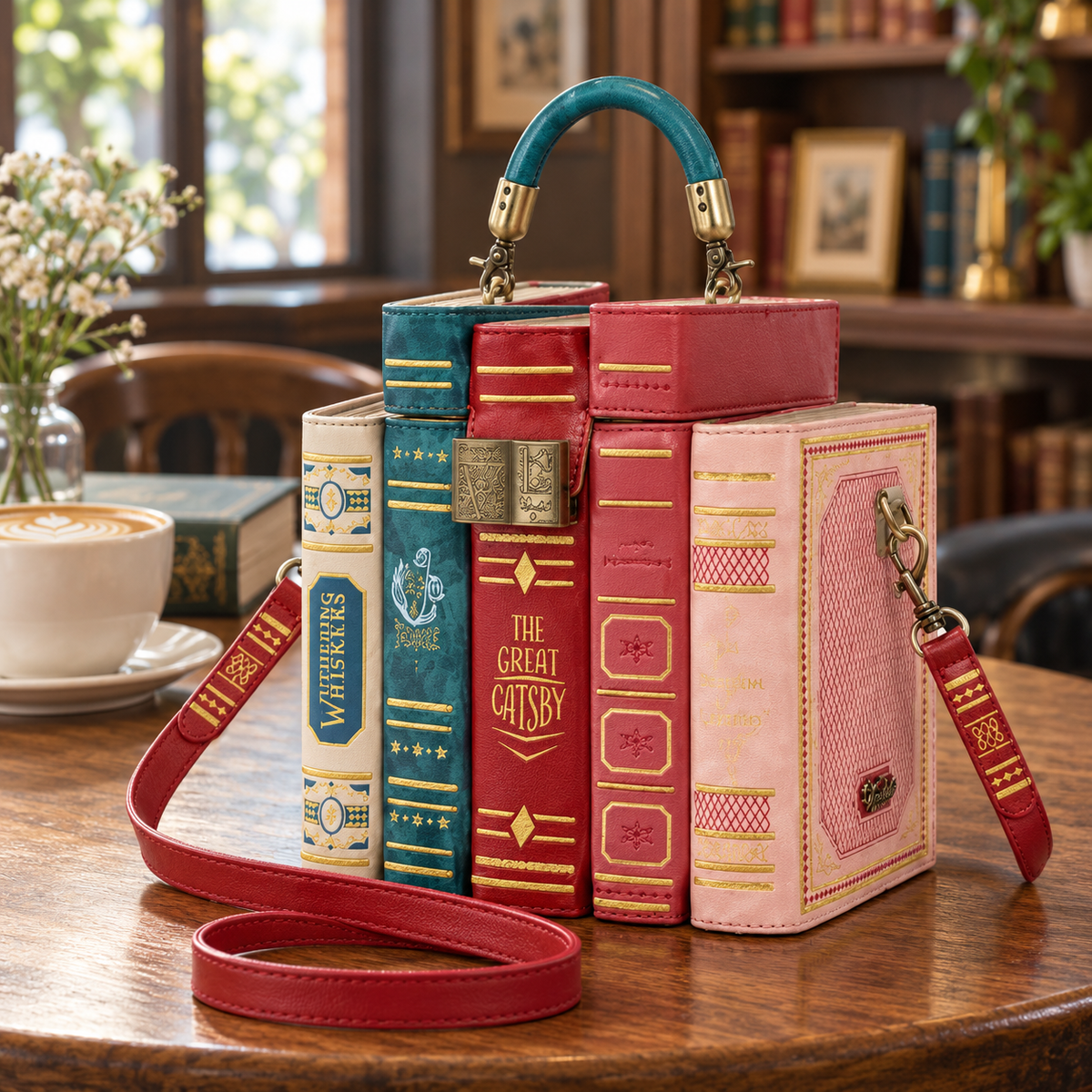 Zovarivo-Vintage Book-Stack Crossbody Handbag-JD9012