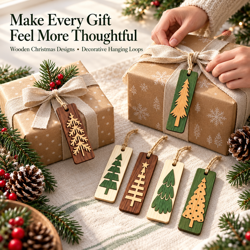 Zovarivo-Wooden Christmas Bookmark & Hanging Ornament Sets-YJ7743