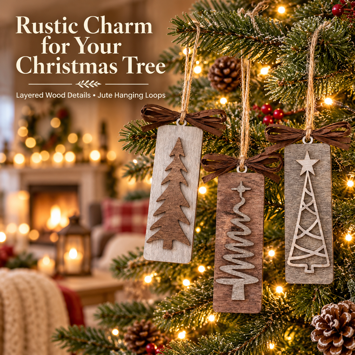 Zovarivo-Wooden Christmas Bookmark & Hanging Ornament Sets-YJ7743