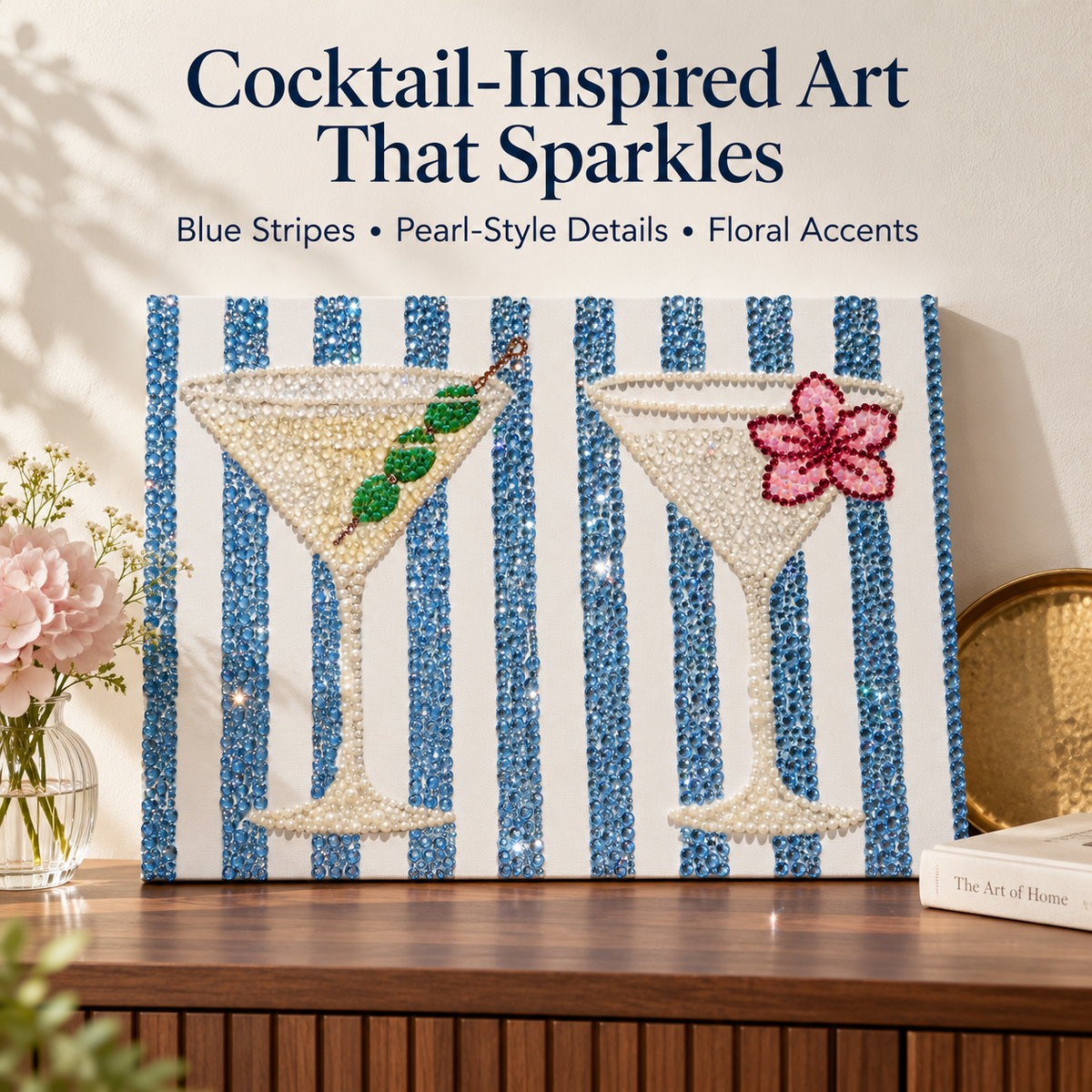 Zovarivo-Striped Cocktail Glasses DIY Diamond Painting Kit-YJ4462