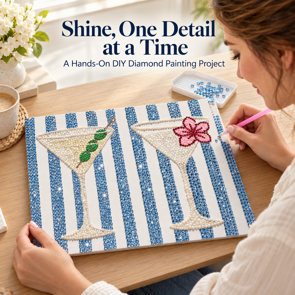 Zovarivo-Striped Cocktail Glasses DIY Diamond Painting Kit-YJ4462