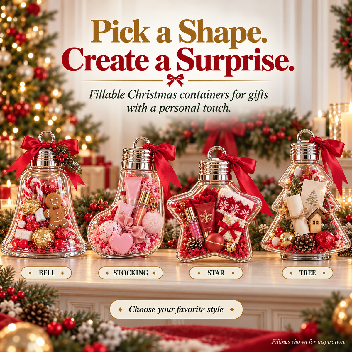 Zovarivo-Fillable Christmas Ornament Gift Container-UI4729