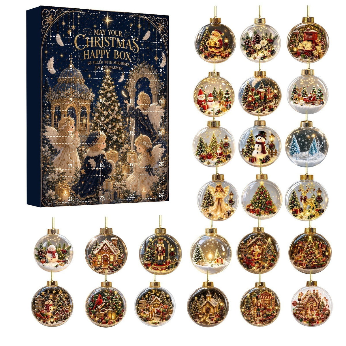 Zovarivo-24-Day Snow Globe-Style Ornament Advent Calendar-YJ8846