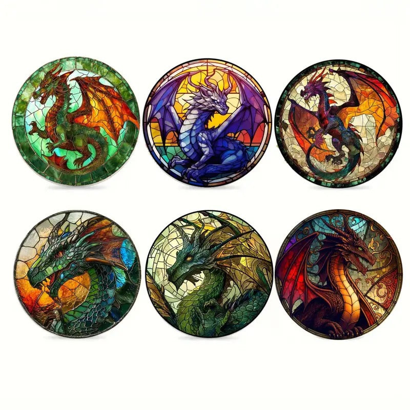 Zovarivo-6-Piece Animal Art Wooden Coaster Set-YJ8472