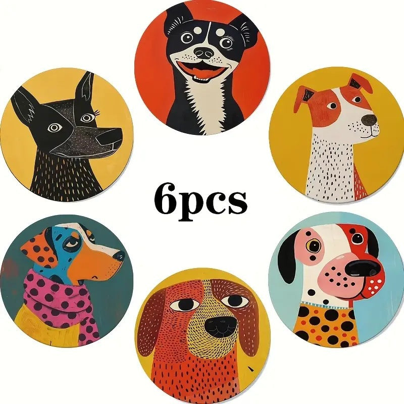 Zovarivo-6-Piece Animal Art Wooden Coaster Set-YJ8472