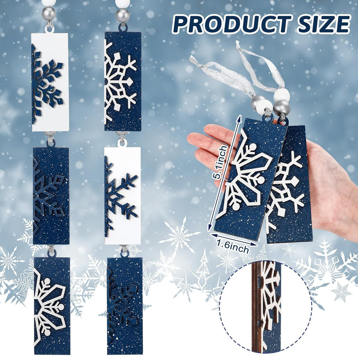 Zovarivo-Wooden Christmas Bookmark & Hanging Ornament Sets-YJ7743