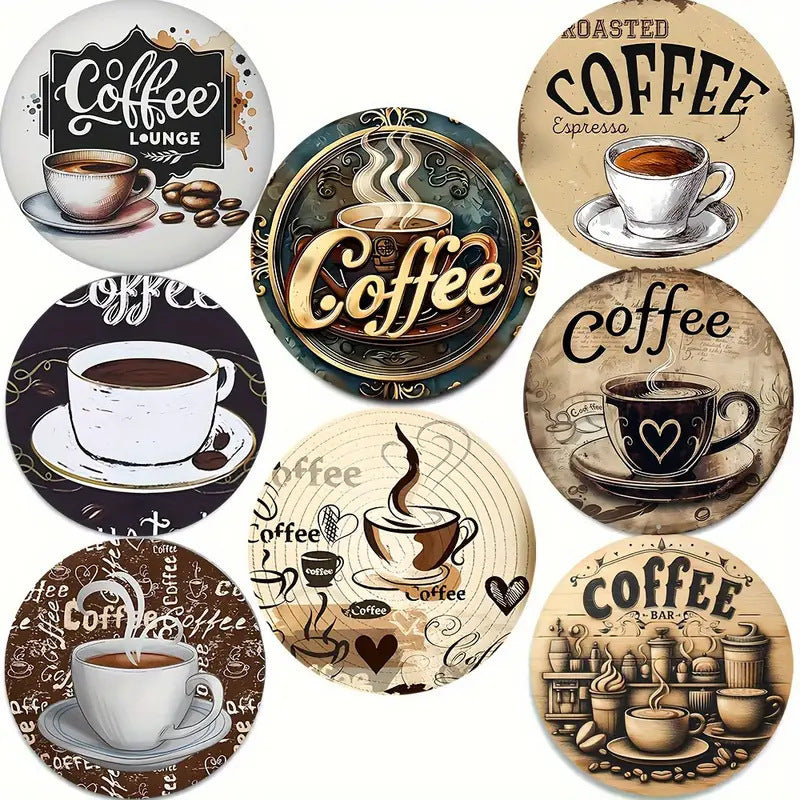 Zovarivo-8-Piece Printed Wooden Coaster Set-YJ7366