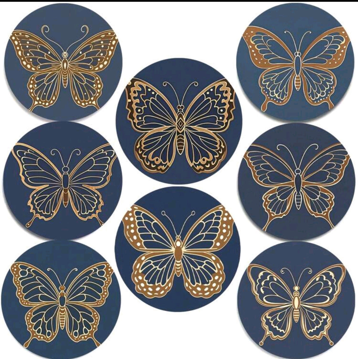 Zovarivo-8-Piece Printed Wooden Coaster Set-YJ7366