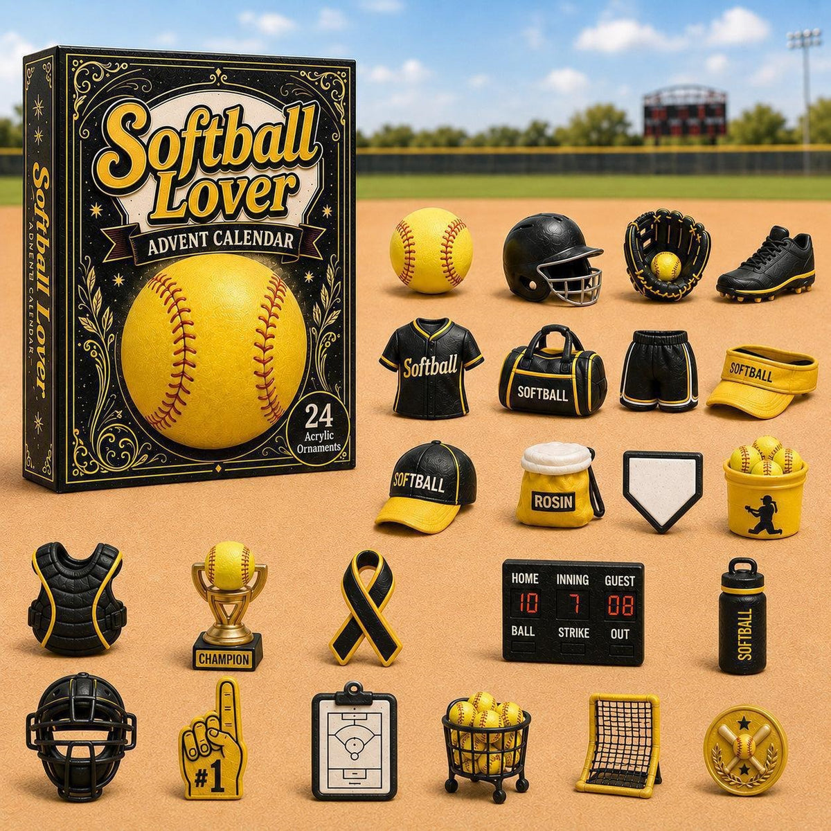 Zovarivo-24-Day Sports-Themed Ornament Advent Calendar-YJ7733