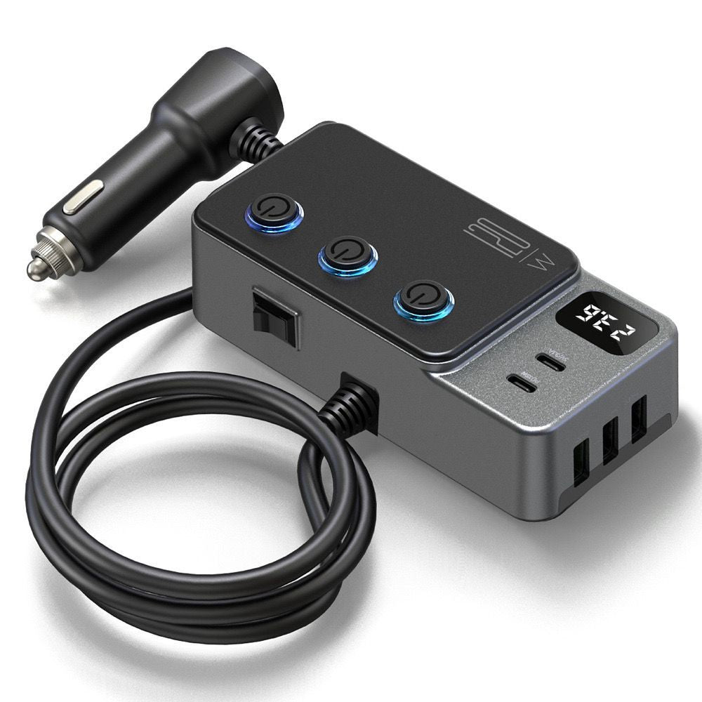 Zovarivo-120W Car Power Splitter with USB-C Charging & Individual Switches-GC5389