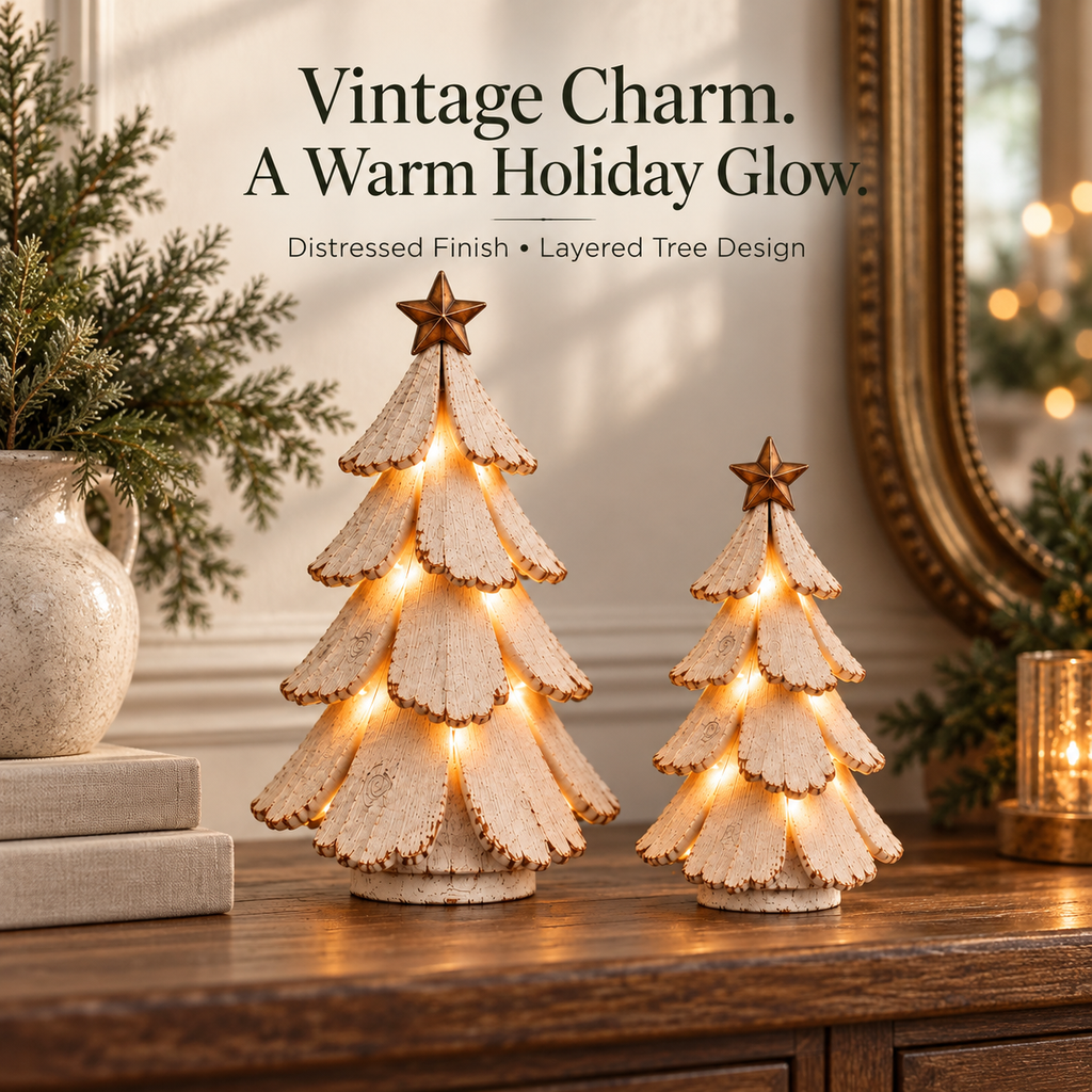 Zovarivo-Vintage-Style Light-Up Christmas Tree Figurine-TQ6637