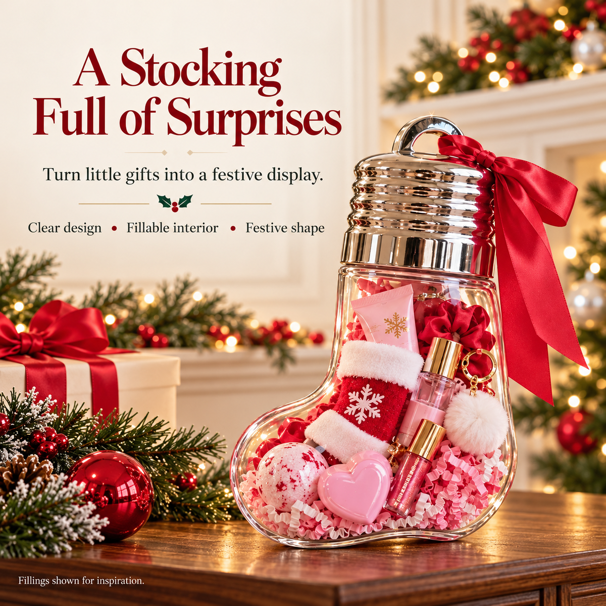 Zovarivo-Fillable Christmas Ornament Gift Container-UI4729